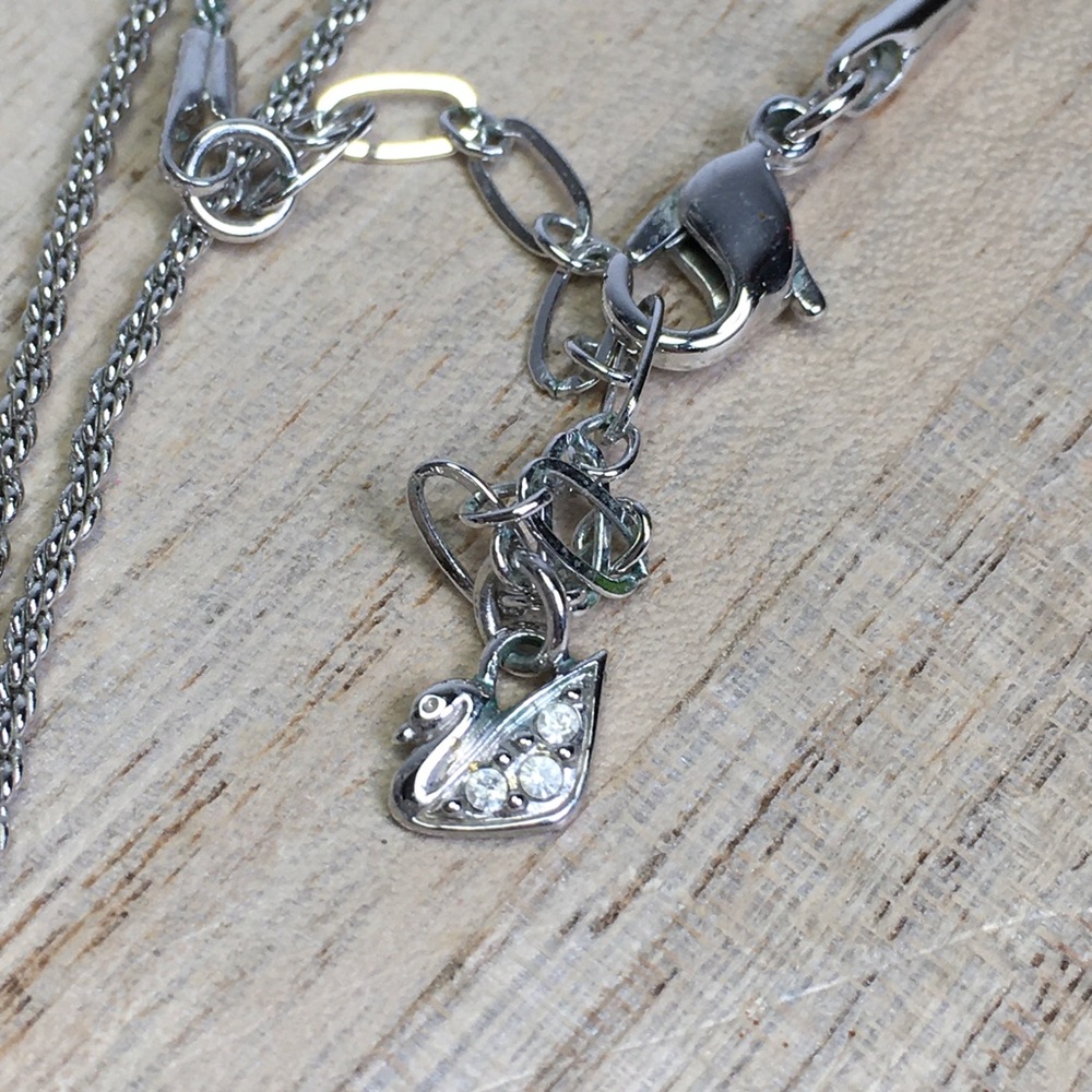 Swarovski Pave Crystal Puffy Heart Pendant Necklace Silver Tone - Picture 5 of 6